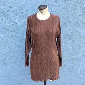 90s Party Dress in Brown Size Small crinkle Mini